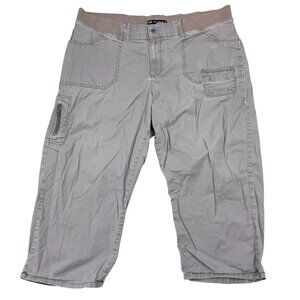 Lee Women's Capri Pants 38 Gray 100% Cotton Elastic Cargo Casual Relaxed Fit